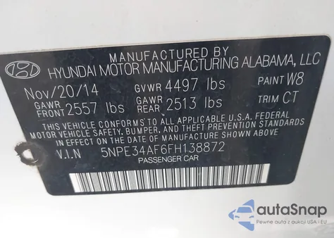2015 Hyundai Sonata Sport from USA, damaged, VIN 5NPE34AF6FH138872